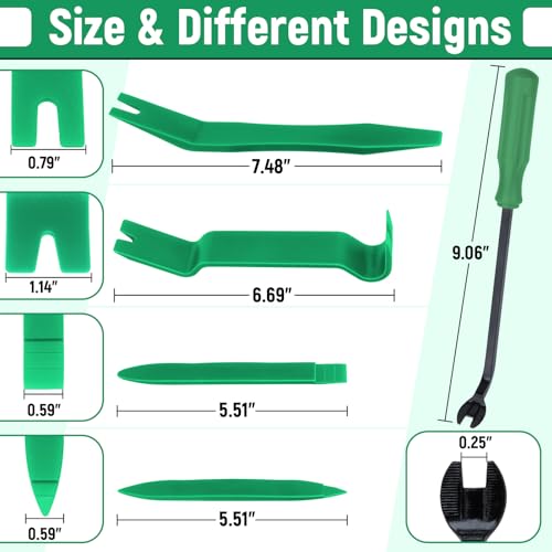BFXM 5PCS Auto Trim Removal Tool kit, Car Clip Pry Tools Kit No Scratch Plastic, Car Door Panel Rivet Pliers Tool Kit, Automotive Interior Fastener Puller Remover Body Repair Set for Car - color: green