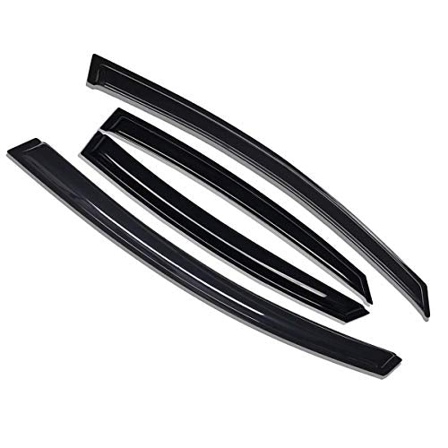 Lightronic Extra Durable Outside-Mount Auto Vent Window Visor, Fits 2015-2019 Hyundai Sonata, UV Protection Rain Guard, Original Wind Deflector, No-Drill Easy Install, Dark Smoke, 4-Pcs