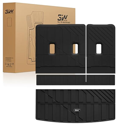 3W Cargo Liner & Seat Back Mats for 2021-2026 Chevrolet Chevy Tahoe/GMC Yukon (Only Yukon, Not Fit Yukon XL)/Cadillac Escalade (Only Escalade, Not Fit Escalade ESV), All Weather TPE Custom Fit - size: Chevy Tahoe 21-26 Cargo Liner&Backrest