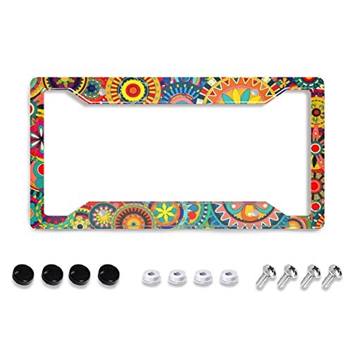 Personalized License Plate Frame Stainless Steels Cute Beautiful Paisley License Plate Car Tag Holder with 4 Holes and Screws for Women Men Auto Decoration for USA Canada Vehicles Standard(12"x6") - color: Beautiful Paisley