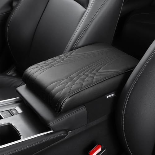 Car Center Console Cover, Memory Foam Car Armrest Cover, Black Arm Rest Covering Car, Middle Organizer Elbow Pillow, Leather armrest Cover for Car/SUV/Truck/Auto (No.2 Black) - color: Black, size: Texture 2