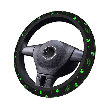 Galaxy Alien Spaceship Steering Wheel Covers Non Slip Neoprene Universal 15 Inch Steering Wheel Protector Car Cover for Men Women - color: Black38