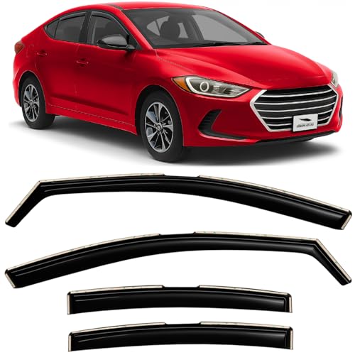 Voron Glass in-Channel Extra Durable Rain Guards for Hyundai Elаntra 2017-2020 Sedan, Window Deflectors, Vent Window Visors, 4 Pieces - 220197 - color: For Elantra 17-20