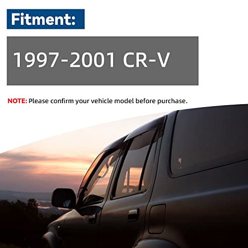 4pcs Window Rain Guard Compatible with 1997-2001 Honda CR-V CRV Outside Mount Tape-On Window Visors - size: Compatible With 1997-2001 Honda Cr-v