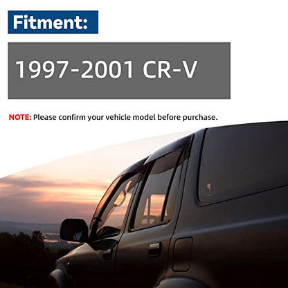 4pcs Window Rain Guard Compatible with 1997-2001 Honda CR-V CRV Outside Mount Tape-On Window Visors - size: Compatible With 1997-2001 Honda Cr-v