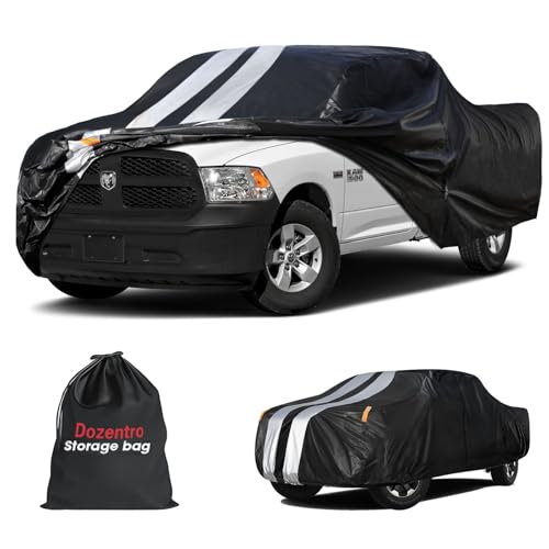 Ram 1500 Truck Cover Custom Fit 2009-2026 Crew Cab Short Bed(5.7'-6.4') with Door Zipper, 10 Layers Outdoor Heavy Pickup Truck Cover Waterproof All Weather, Wind Dust Sun Protector. - size: Ram 1500 2009-2026 Crew Cab+Towel+Bag