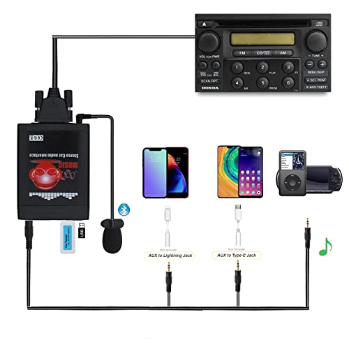Bluetooth Car Adapter, 3 in 1 Car Stereo AUX USB Adapter with Wireless Hands-Free Receiver Compatible with Honda Accord CRV Odyssey Pilot S2000 Acure CL MDX
