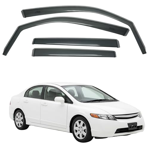 in-Channel Car Window Rain Guard Compatible with Honda Civic (2006-2011) 4pcs, Taiwan Made Precise & Transparent Car Wind Deflectors No Water Leakage Visors - size: Civic (2006-2011) 4pcs