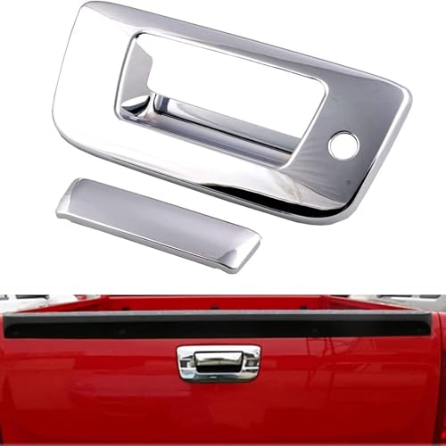 AUCERAMIC Chrome Tailgate Door Handle Cover with Keyhole Compatible with 2007-2013 Chevy Silverado GMC Sierra 1500 2500HD 3500HD
