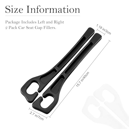 Car Seat Gap Filler 2-Pack, Universal Car Seat Gap Filler Organizer, Seat Gap Plug – Fills Gap Between Seat & Console, Drop-Proof Guard for Phones, Keys & Cards, Fits Cars, SUVs, Trucks, Black - color: black