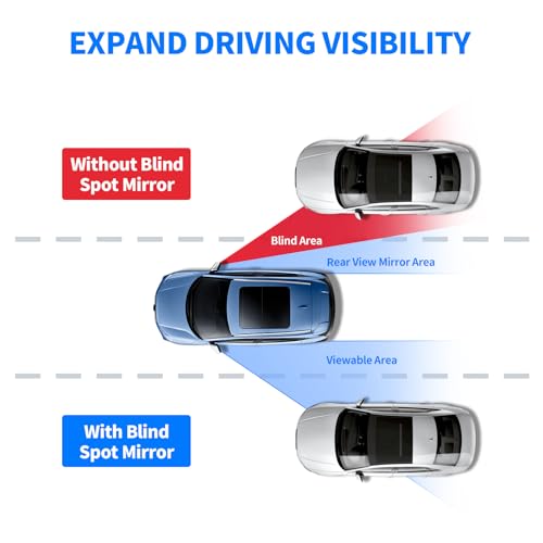 2 PCS Car Blind Spot Mirror, HD Frameless Convex Glass Angle Adjustable, Self-adhesive Back Auxiliary Reverse Mirror Wide Angle Side Mirrors Universal Car Exterior Accessories (Round) - size: Round