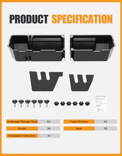 KINGGERI Under Seat Storage Boxes - Compatible with 2006-2026 Honda Ridgeline Crew Cab, Heavy Duty Upgraded Rear Under Back Seat Storage Truck Cargo Black Tool Box Organizer - size: Compatible with 2006-2026 Honda Ridgeline