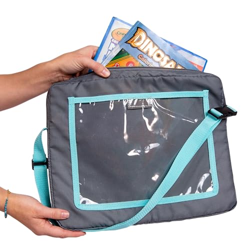 J.L. Childress 3-IN-1 Kids Travel Tray & Tablet Holder - Car Seat Lap Tray Desk for Toddlers, Road Trip Essentials, Car Seat Activity Table, Travel Accessories - Grey/Teal - style: Grey/Teal