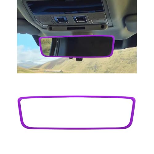 Wevdn Rear View Mirror Protector Frame, Silicone Car RearView Mirror Cover Compatible with Model 3 and Y, Auto Interior Decoration Gifts, Car Accessories (Purple) - color: Purple