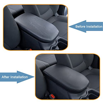 JDMCAR Center Console Armrest Cover for 2025 Toyota RAV4 Accessories 2024 2023 2022 2021 2020 2019 Leather Middle Console Lid Cover Pad Protector Elbow Arm Rest Covering Car-(Black) - color: Cover-Black