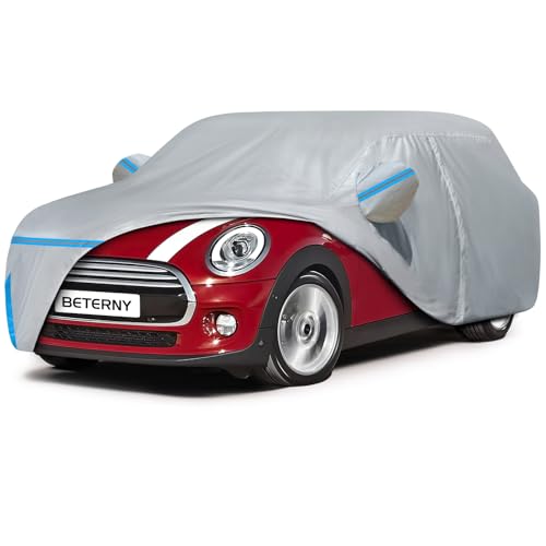 Car Cover for 2002-2026 Mini Cooper 2 Door, Waterproof Custom-fit All Weather Sun Rain UV Dust Snow Protection Windproof Outdoor Full Car Cover with Door Zipper and Cotton Lining-Grey - size: Mini Cooper 2 Door