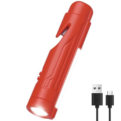 KnLnny Ware Automotive Escape Tool, Window Breaker,Seatbelt Cutter, Car Flashlight, 5 in1 Auto Tactical Gear, USB Charging, Magnetic Attraction, Emergency Kit Self Defense Accessories,Red - color: Red-1Pack