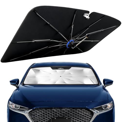 Windshield Sun Shade for Mazda 3 2014-2026 with 360° Rotating Shaft, Custom Fit Umbrella Sunshade for UV Blocking, Interior Heat Protection, Easy Storage - size: Fit for Mazda 3 2014-2026