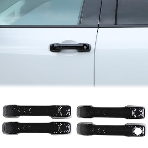 Aunginsy Car Exterior Door Handle Trim Covers Compatible with Toyota Tundra/Sequoia 2022-2025 Front Rear Door Handle Cover Outside Door Handle Outer Covers Protector Shell ABS Accessories, Mech Style - color: Piano-Black(Mech style)