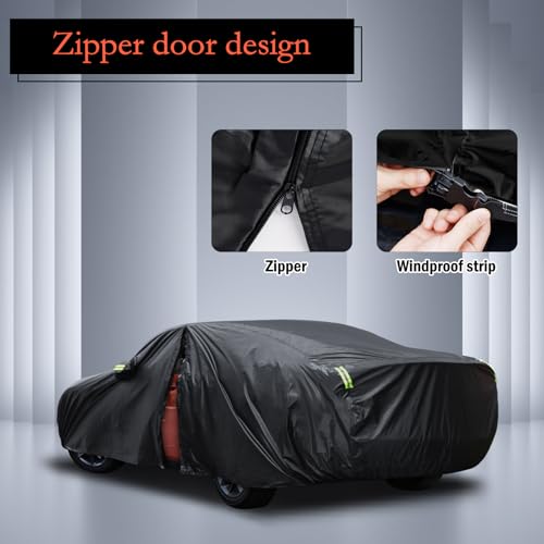 Car Cover Custom Fit for Dodge Challenger 2008-2025, Waterproof All Weather for Automobiles Full Exterior Cover Rain Sun Snow Protector with Door Zipper - size: Custom Fit for Dodge Challenger