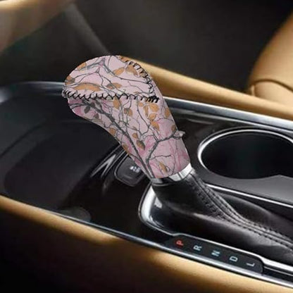 Jeiento Pink Hunting Camouflage Car Gear Shift Knob Cover Set, Camouflage Car Gear Shift Knob Cover Hand Brake Cover for Women Universal Fit SUV Truck Sedan - color: Pink Hunting Camouflage
