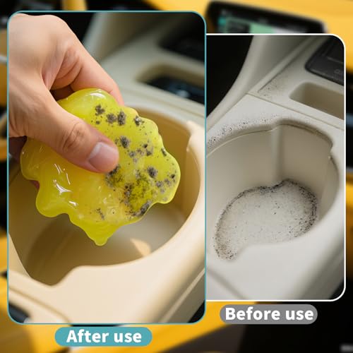 ASFSKY Keyboard Cleaning Gel (Lemon) Universal Cleaning Putty Dust Cleaning Car Interior Cleaner Car Dust Remover Car Slime Gifts for Men Women Girl（1 Pack） - color: yellow