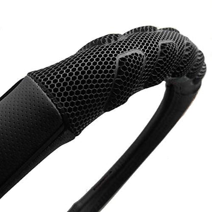 Flying Banner car Steering Wheel Cover Faux Leather Massage Universal fit 3D Honeycomb Hole Anti-Slip Sporty 15 Inches (Black Black) - color: Black black