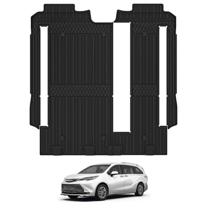 3W Floor Mat Fit Toyota Sienna 2021-2026 (Only for 8 Seat), TPE All Weather Custom Fit Floor Liner for Toyota Sienna LE/XLE, Full Cover Protection 2nd and 3rd Row Car Mats, Black - size: 1. Toyota Sienna 8 Seat|21-25|2-3 Row Floor Mats