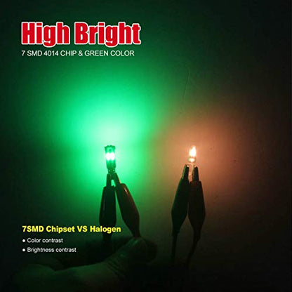 High Bright Green T5 37 74 PC74 PC37 LED Bulb with Twist Lock Socket for Dashboard Instrument Panel Gauge Cluster Light and Map Vanity Mirror Glove Box Indicator Light - color: Green