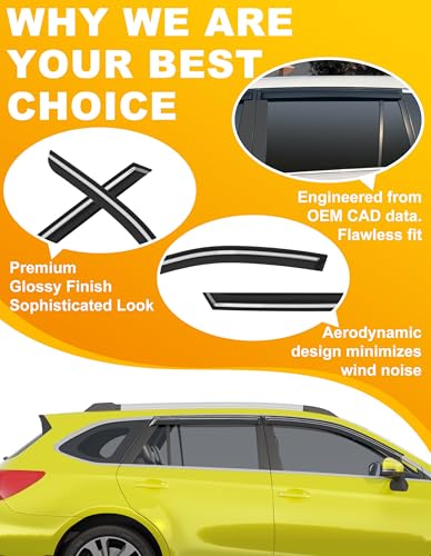 Low-Profile Window Rain Guard for Subaru Outback 2015-2019 Side Window Visors Extra-Thick Vent Visor Window Deflectors Vent Shades Car Accessories - size: Fit for 2015-2019 Subaru Outback