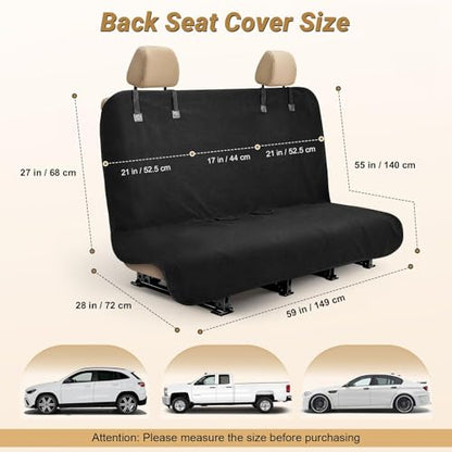 Back Seat Cover for Car SUV Van Trucks, Waterproof Car Seat Towel Cover After Gym, Sweat Rear Bench Towel Backseat Protector for Dogs Kids, Universal Fit, Non-Slip, Black (55" x 29") - color: Black-Car Back Seat Cover