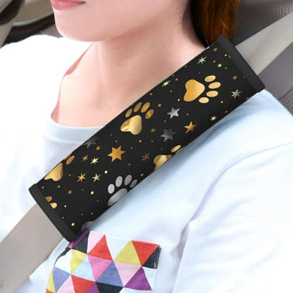 Seat Belt Cover Pad Golden Grey Dog Paw Print Soft Safety Car Automotive Seat Belt Pads Cushion Shoulder Strap Covers for Cars or Bags, 2 Pcs - color: Golden Grey Dog Paw Print