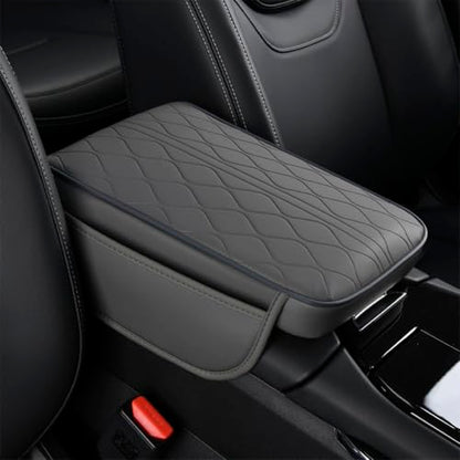 New Universal Car Center Console Cover with Side Pockets - Leather Armrest Cover,Waterproof Armrest Box Mat,Arm Rest Covering Car Interior Accessories Arm Rest Cushion for SUV/Truck/Vehicle(Gray) - color: Gray