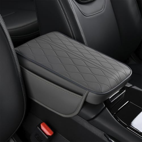 New Universal Car Center Console Cover with Side Pockets - Leather Armrest Cover,Waterproof Armrest Box Mat,Arm Rest Covering Car Interior Accessories Arm Rest Cushion for SUV/Truck/Vehicle(Gray) - color: Gray