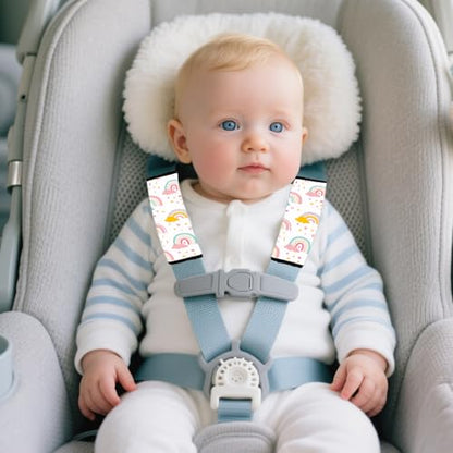 Kid's Seat Belt Cover Pad,Soft Shoulder Seatbelt Covers for Kid,Cute Toddler Seat Cushion (Rainbow) - color: Rainbow