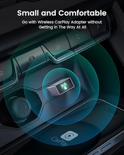 Wireless Carplay Adapter for iPhone - Plug & Play Convert Wired to Wireless CarPlay for Cars from 2016 and iOS 10+, No Latency Mini USB Type A Black
