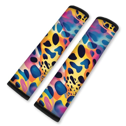 2Pcs Soft Auto Seat Belt Cover Pad Rainbow Leopard Print Car Seatbelt Shoulder Cushion for Comfortable Driving, Compatible with All Cars' Seatbelt and Backpack Straps - color: Texture