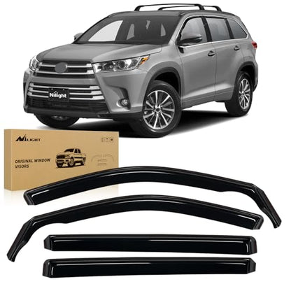 Nilight in Channel Window Rain Guards for Toyota Highlander 2014 2015 2016 2017 2018 2019 Vent Window Visors, Window Deflectors-4PCS - color: BLACK
