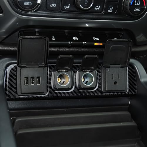 Car Central Control Cigarette Lighter Sticker Carbon Fiber Decal Cover Interior Trim for Chevrolet Silverado/GMC Sierra 1500 2500HD 3500HD 2014-2018 Accessories - color: Central Control Cigarette Lighter