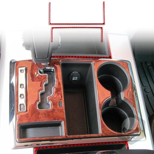 3D Carbon Fiber Car Stickers Center Console Gear Shift Storage Box Frame Cover Car Interior Decorative Decal Compatible with Dodge Ram 1500/2500/3500 2013 2014 2015 2016 2017 2018 Accessories - color: Red 23