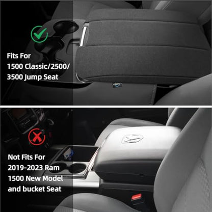 Center Console Cover Fit for 2013-2018 Dodge Ram 1500 & 2013-2023 Ram 2500/3500/1500 Classic Model for Jump Seat Console, Armrest Cover Cozy Neoprene, Customized Accessories - style: A: Jump Seat Console 2013-2018 Ram Black Neoprene