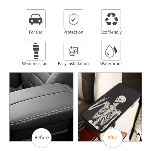 Rock Skull Auto Center Console Cover Universal Car Armrest Pad Waterproof Women Men Automotive Interior Accessories for Most Vehicle SUV - color: Rock Skull