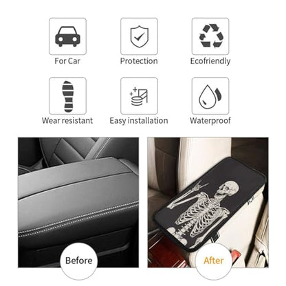 Rock Skull Auto Center Console Cover Universal Car Armrest Pad Waterproof Women Men Automotive Interior Accessories for Most Vehicle SUV - color: Rock Skull