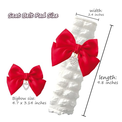 Fashion Big Bow Car Seat Belt Cover Pads (2 in a Pack), Car Accessories Seat Belt Shoulder Strap Protector Universal Seat Belt Cover (red) - color: red