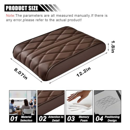 Car Center Console Cover Pad, Leather Auto Console Arm Rest Cover, Waterproof Car Armrest Seat Box Cushion Protector, Memory Foam Armrest Pillow for Most Cars (Coffee) - color: Coffee