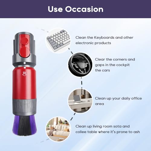 SONGRUI Traceless Scratch-free Dusting Brush Compatible with Dyson V7 V8 V10 V11 V12 V15 Gen5 detect and Gen5 outsize Vacuum Cleaners, Handy Self-cleaning Soft Bristles NOT for Digital Slim Series