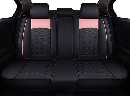 Aierxuan Leather Universal Car Seat Covers Split Bench 40/60 for Honda Acura Chevy Nissan Lexus Toyota Kia Ford Buick Volvo Audi Benz Hyundai Infiniti (Rear Seat/Black-Pink) - color: Rear Seat/Black-Pink
