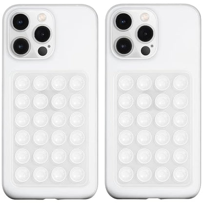 LvShuLiangPin 2 Pack Silicone Suction Phone Case Mount, Silicon Adhesive Phone Grip for Smartphones, Hands-Free Mirror Shower Phone Holder for Selfies, Tiktok Videos (Translucent) - color: Translucent