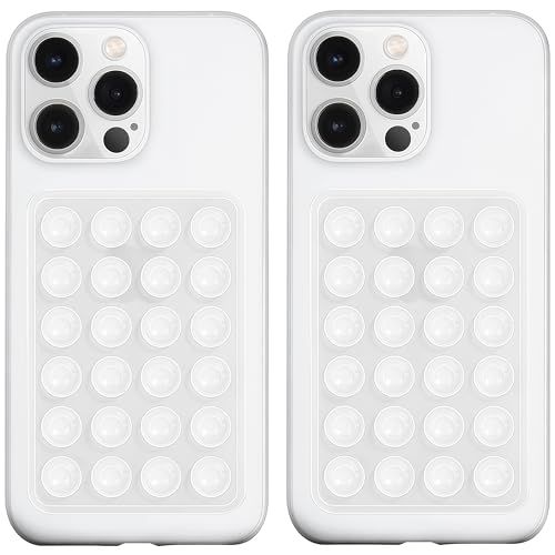 LvShuLiangPin 2 Pack Silicone Suction Phone Case Mount, Silicon Adhesive Phone Grip for Smartphones, Hands-Free Mirror Shower Phone Holder for Selfies, Tiktok Videos (Translucent) - color: Translucent