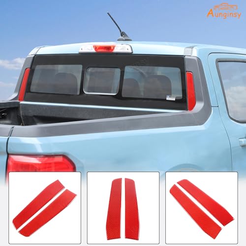 Aunginsy Rear Glass Side Anti-Scratch Cover Trim Compatible with Ford Maverick 2022-2025, Carbon Fiber Pickup Truck Rear Bucket Slot Side Anti-Scratch Cover Protective Pad Sticker Exterior Accessories - color: Red